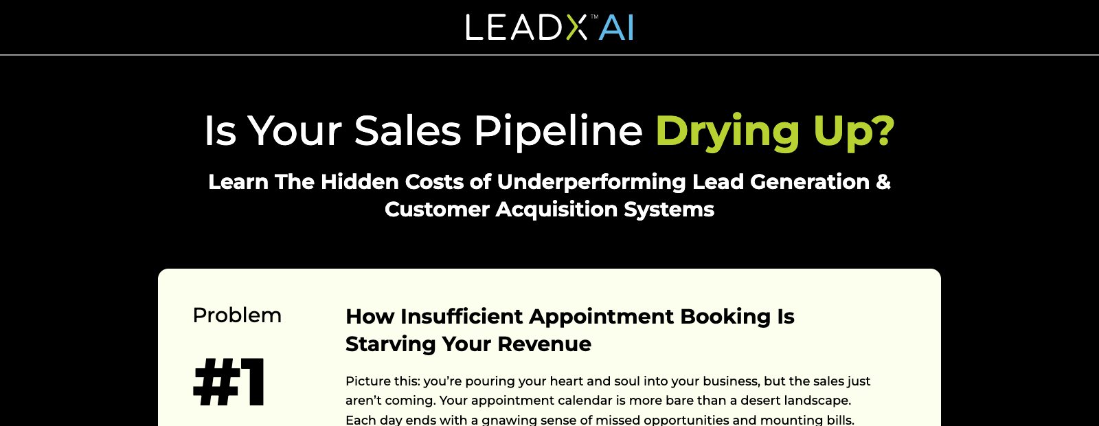 LeadX homepage